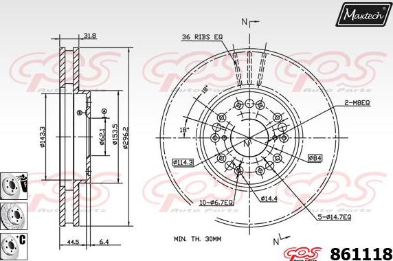 Maxtech 861036 - Тормозной диск unicars.by