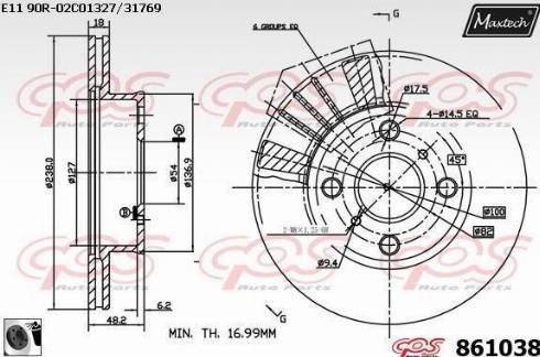 Maxtech 861038.0060 - Тормозной диск unicars.by