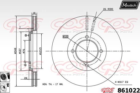 Maxtech 861029 - Тормозной диск unicars.by