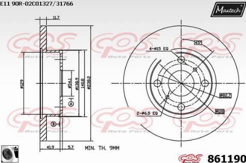 Maxtech 861190.0060 - Тормозной диск unicars.by