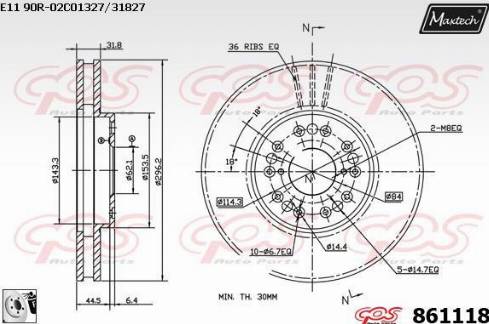 Maxtech 861118.0080 - Тормозной диск unicars.by