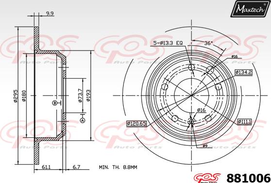 Maxtech 861319 - Тормозной диск unicars.by