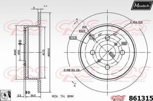 Maxtech 861315.0080 - Тормозной диск unicars.by