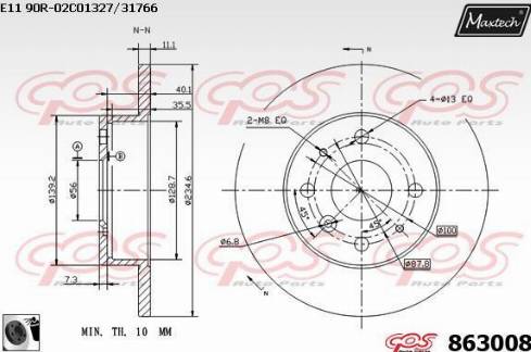 Maxtech 863008.0060 - Тормозной диск unicars.by