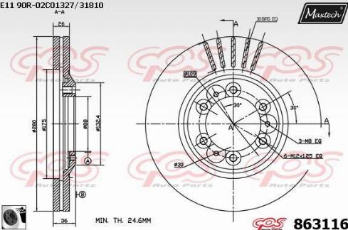 Maxtech 863116.0060 - Тормозной диск unicars.by