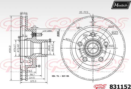 Maxtech 811212 - Тормозной диск unicars.by