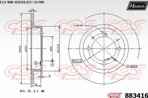 Maxtech 883416.0000 - Тормозной диск unicars.by