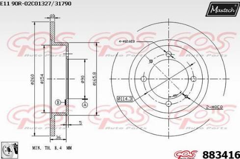 Maxtech 883416.0080 - Тормозной диск unicars.by