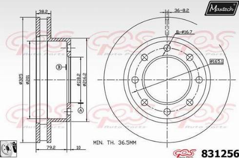 Maxtech 831256.0080 - Тормозной диск unicars.by