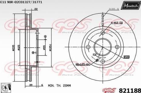 Maxtech 821188.0080 - Тормозной диск unicars.by