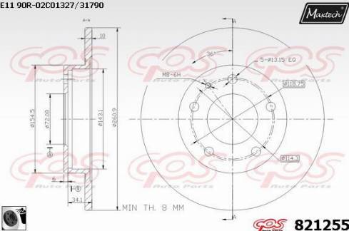 Maxtech 821255.0060 - Тормозной диск unicars.by