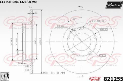 Maxtech 821255.0080 - Тормозной диск unicars.by