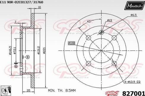 Maxtech 827001.0080 - Тормозной диск unicars.by