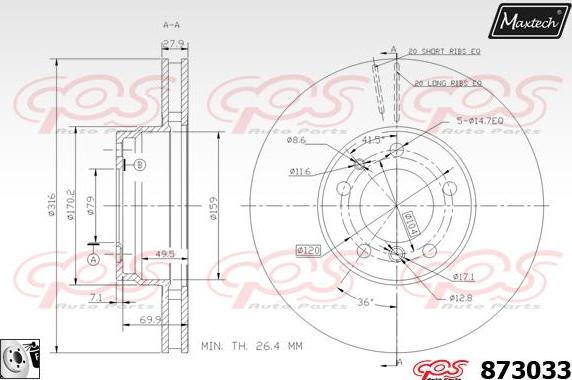 Maxtech 827036 - Тормозной диск unicars.by