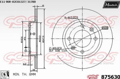 Maxtech 875630.0080 - Тормозной диск unicars.by