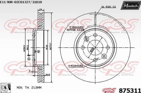 Maxtech 875311.0080 - Тормозной диск unicars.by