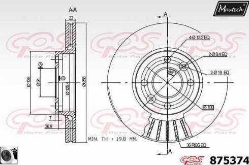 Maxtech 875374.0060 - Тормозной диск unicars.by