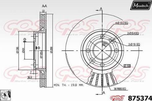 Maxtech 875374.0080 - Тормозной диск unicars.by