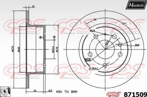 Maxtech 871509.0080 - Тормозной диск unicars.by