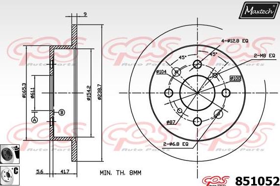 Maxtech 871516 - Тормозной диск unicars.by