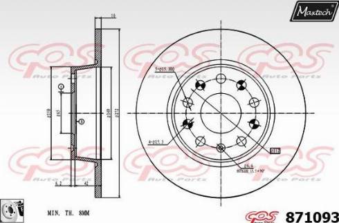 Maxtech 871093.0080 - Тормозной диск unicars.by