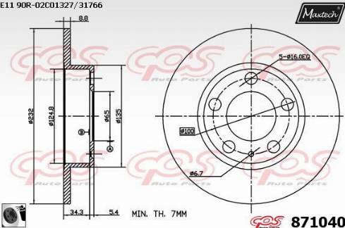 Maxtech 871040.0060 - Тормозной диск unicars.by