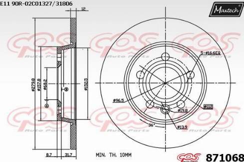 Maxtech 871068.0000 - Тормозной диск unicars.by