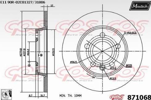 Maxtech 871068.0080 - Тормозной диск unicars.by