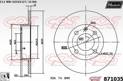 Maxtech 871035.0080 - Тормозной диск unicars.by