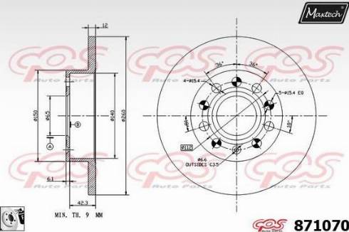 Maxtech 871070.0080 - Тормозной диск unicars.by