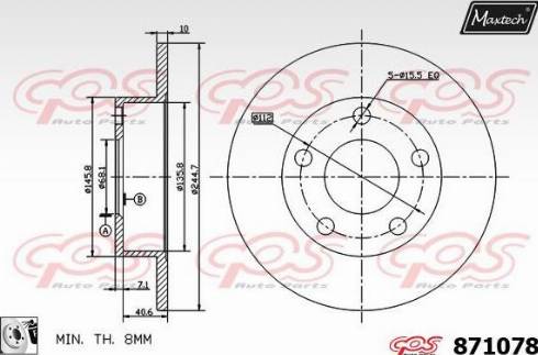 Maxtech 871078.0080 - Тормозной диск unicars.by