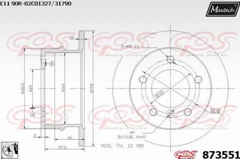 Maxtech 873551.0080 - Тормозной диск unicars.by