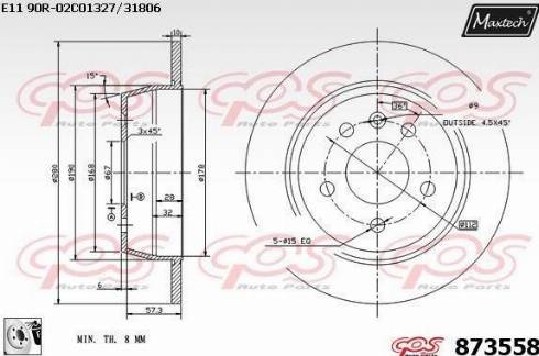 Maxtech 873558.0080 - Тормозной диск unicars.by