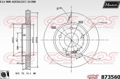 Maxtech 873560.0060 - Тормозной диск unicars.by