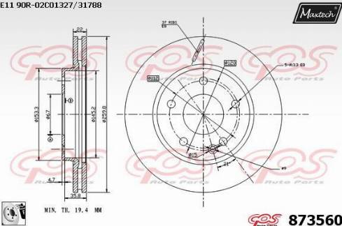 Maxtech 873560.0080 - Тормозной диск unicars.by