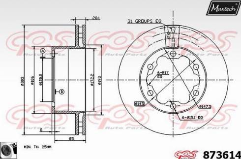 Maxtech 873614.0060 - Тормозной диск unicars.by