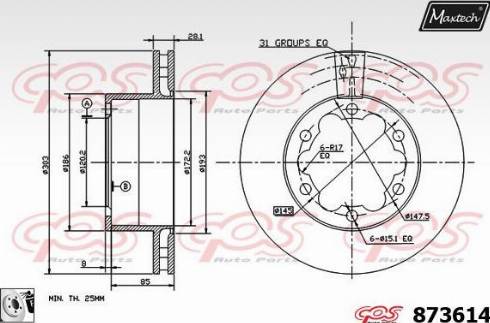 Maxtech 873614.0080 - Тормозной диск unicars.by