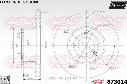 Maxtech 873014.0080 - Тормозной диск unicars.by