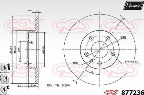 Maxtech 877236.6880 - Тормозной диск unicars.by