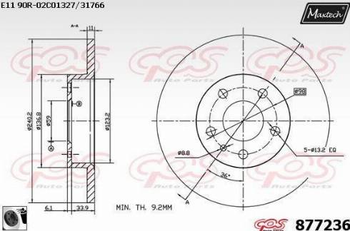 Maxtech 877236.0060 - Тормозной диск unicars.by