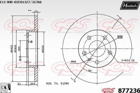 Maxtech 877236.0080 - Тормозной диск unicars.by