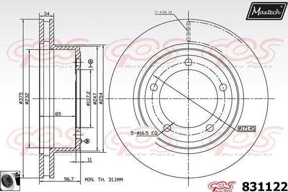 Maxtech 877221 - Тормозной диск unicars.by