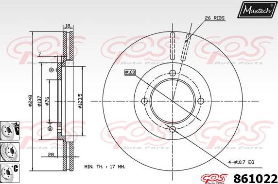 Maxtech 70160064 - Комплект направляющей гильзы, тормозной поршень unicars.by