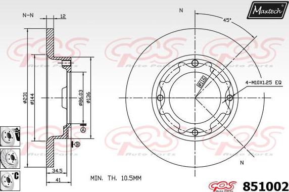 Maxtech 70160036 - Комплект направляющей гильзы, тормозной поршень unicars.by