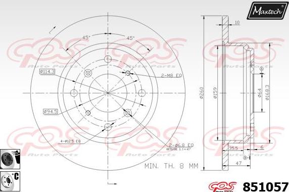 Maxtech 70160033 - Комплект направляющей гильзы, тормозной поршень unicars.by