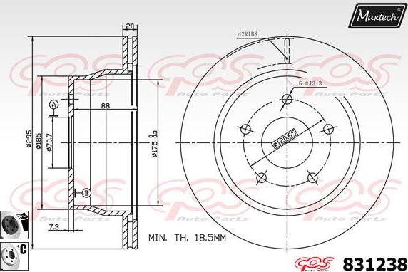 Maxtech 70180026 - Прокладка, поршень корпуса скобы тормоза unicars.by