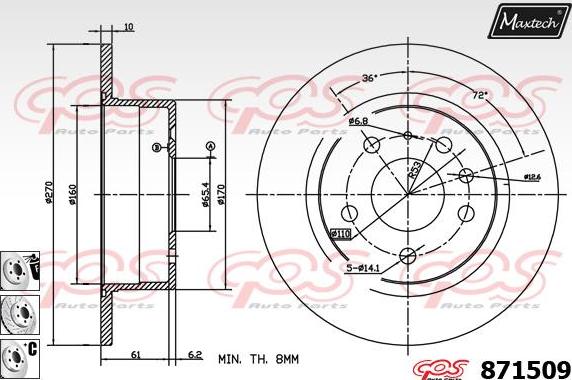 Maxtech 70180381 - Прокладка, поршень корпуса скобы тормоза unicars.by