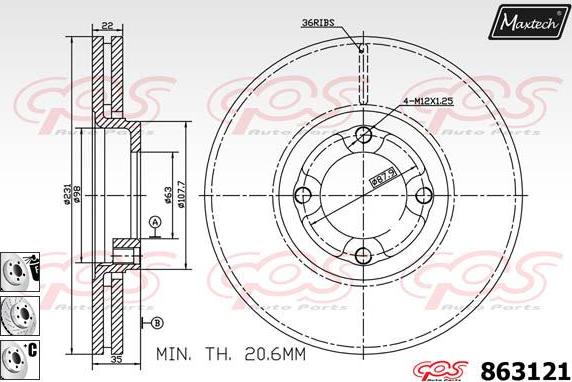 Maxtech 72946002 - Поршень, корпус скобы тормоза unicars.by