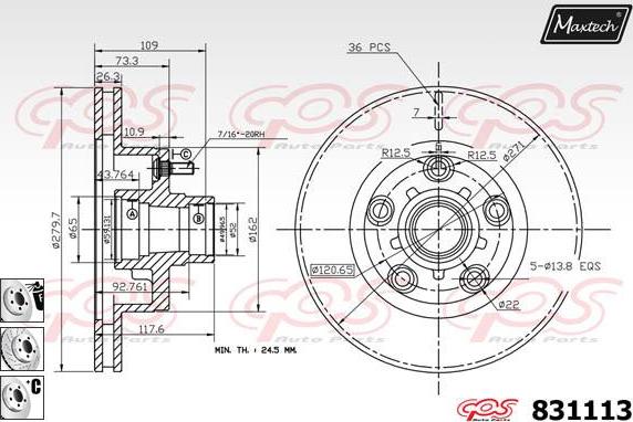 Maxtech 72936027 - Поршень, корпус скобы тормоза unicars.by