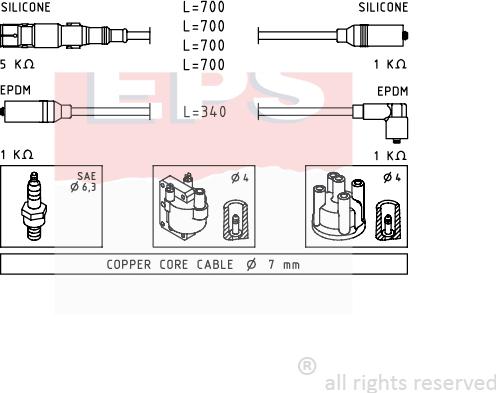 MDR EPS-1501 353 - Комплект проводов зажигания unicars.by